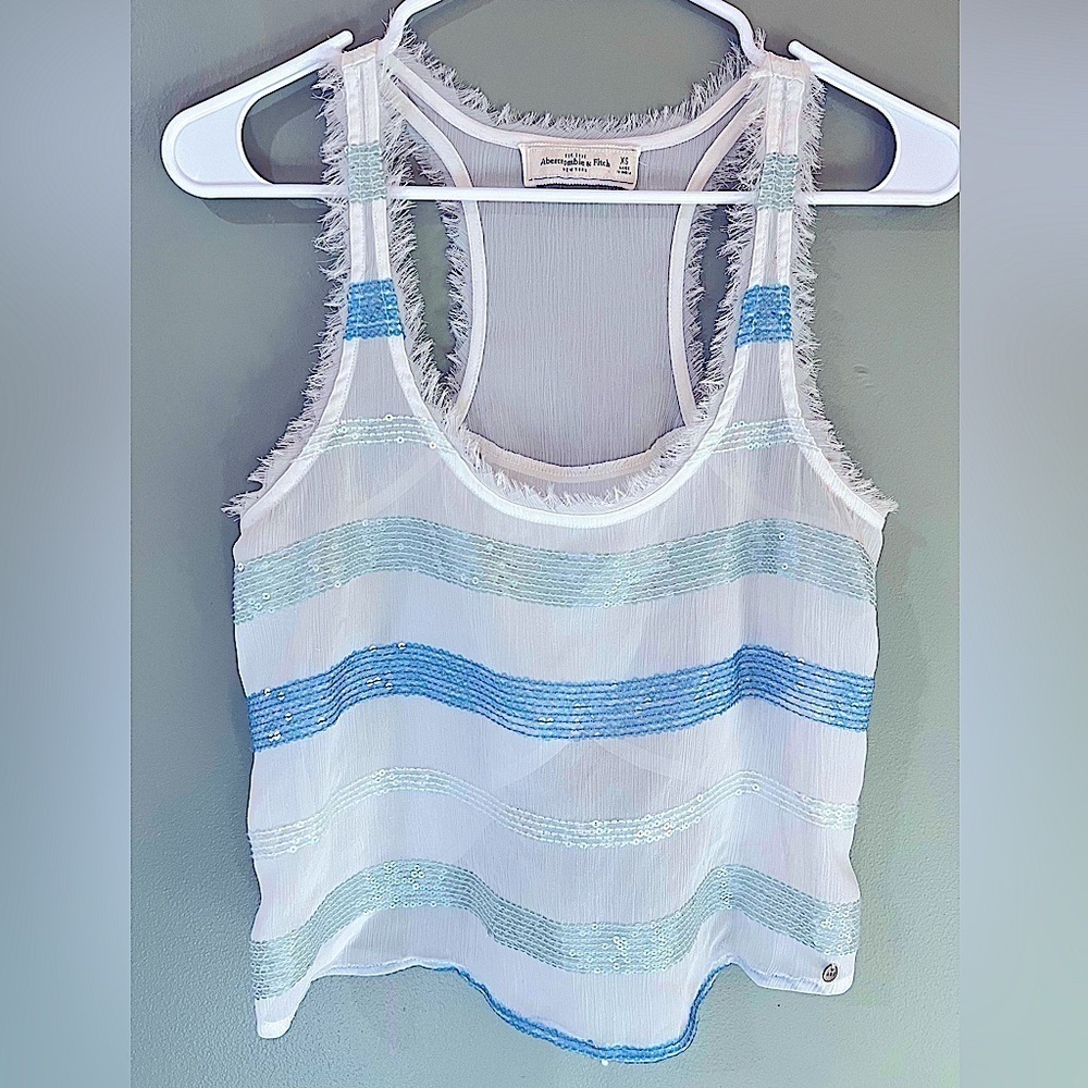 Abercrombie &Fitch sheer sequin cross cross tank size extra small